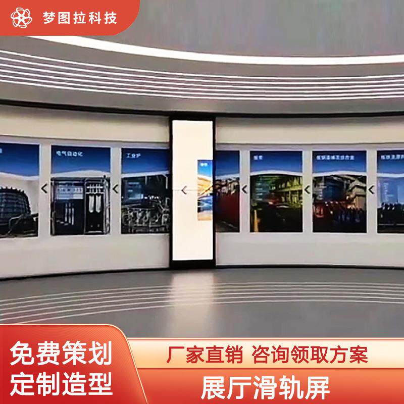 左右移动滑轨屏展厅电动直线多屏智能矩阵开合企业展厅城市规划馆