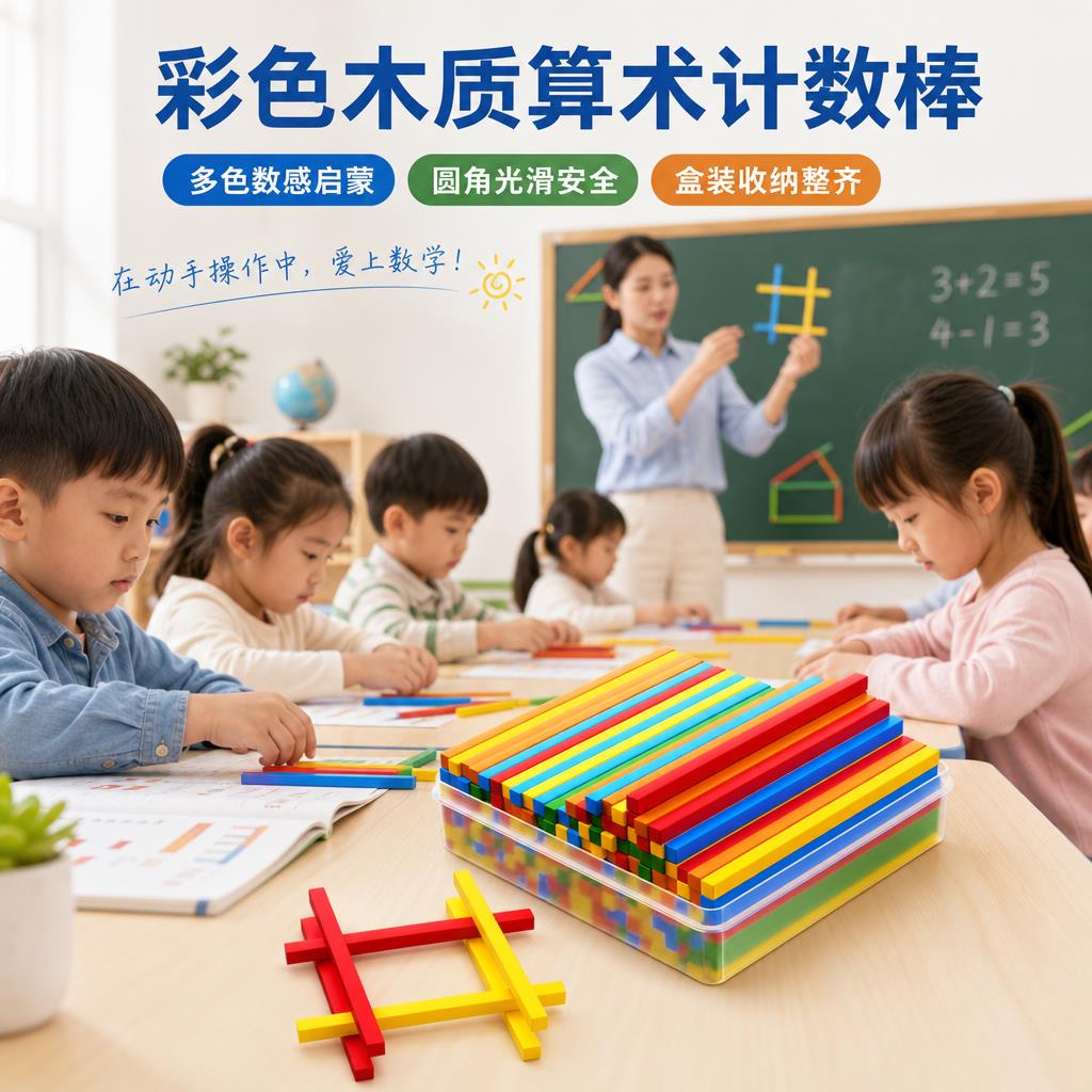 一年级数学小棒教具100根计数棒小学生算数棒方形数数算盘教学