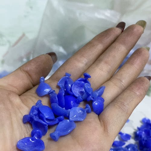 老料蓝色花瓣琉璃料器手工