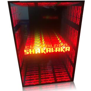 3D迷你字深渊镜霓虹灯深渊镜发光灯箱深渊效果招牌门头千层镜
