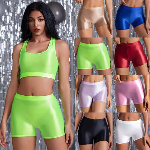 Oil tight high waisted yoga shorts for women