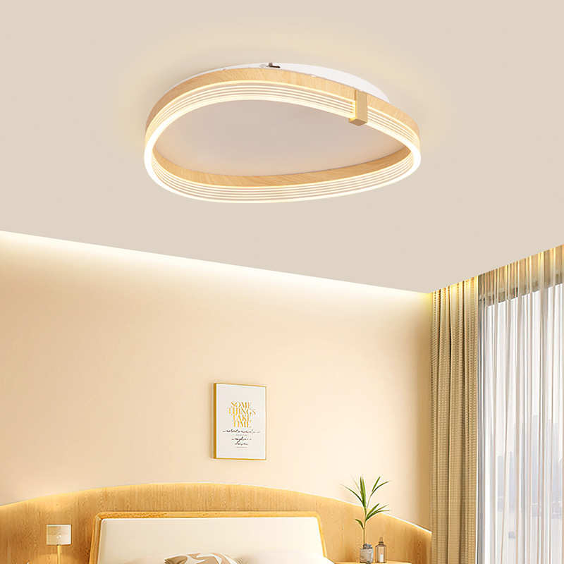 新款木纹卧室灯led吸顶灯现代简约个性创意三角形书房灯房间灯具