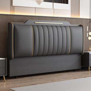 高级感实木软包床头单买 2025新款一体落地简约现代轻奢北欧靠背