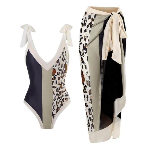 Printed one-piece swimsuit women's beach skirt slimming