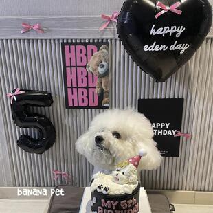 banana pet宠物猫咪狗狗黑粉色简约派对数字气球墙贴卡纸装饰布置