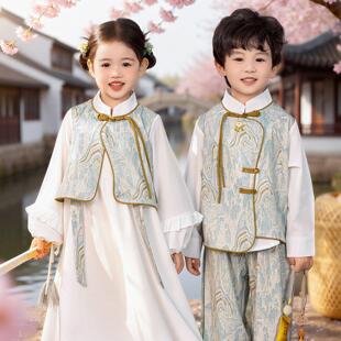 儿童汉服春装2026新款男童古装服装国风套女童新中式连衣裙女款