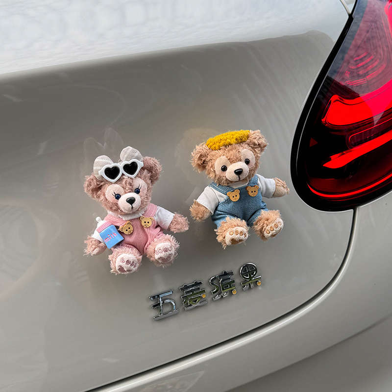 可爱公仔车卡通后尾玫汽车部雪莉车外玩偶装饰品屁股车尾挂车挂件