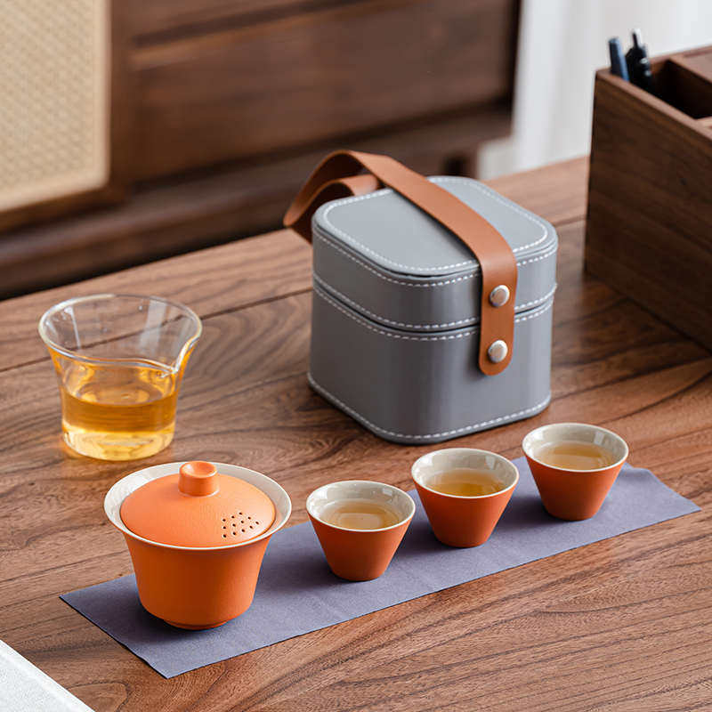 玻璃旅行茶具快客杯小套装便携式户外功夫茶具批发商务礼品印logo