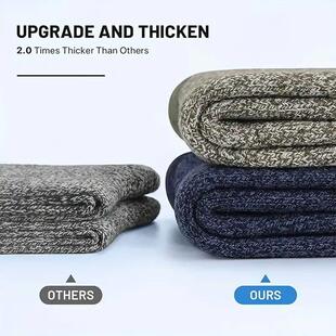 5 Pairs Merino Wool Socks For Men, Super Thick Hiking Socks