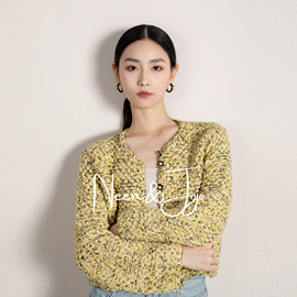 neenjojo手工编织粗花针织毛衣女(毛衣女)复古纹理，宽松2024春装外套女