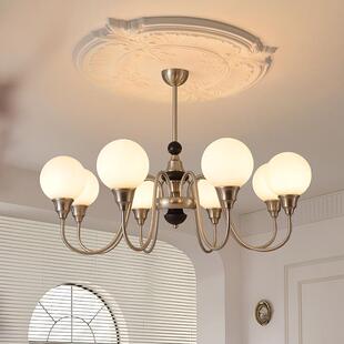 法式 中风客厅灯吊灯魔豆美复古风古室书房灯卧胡桃木色餐750厅 式