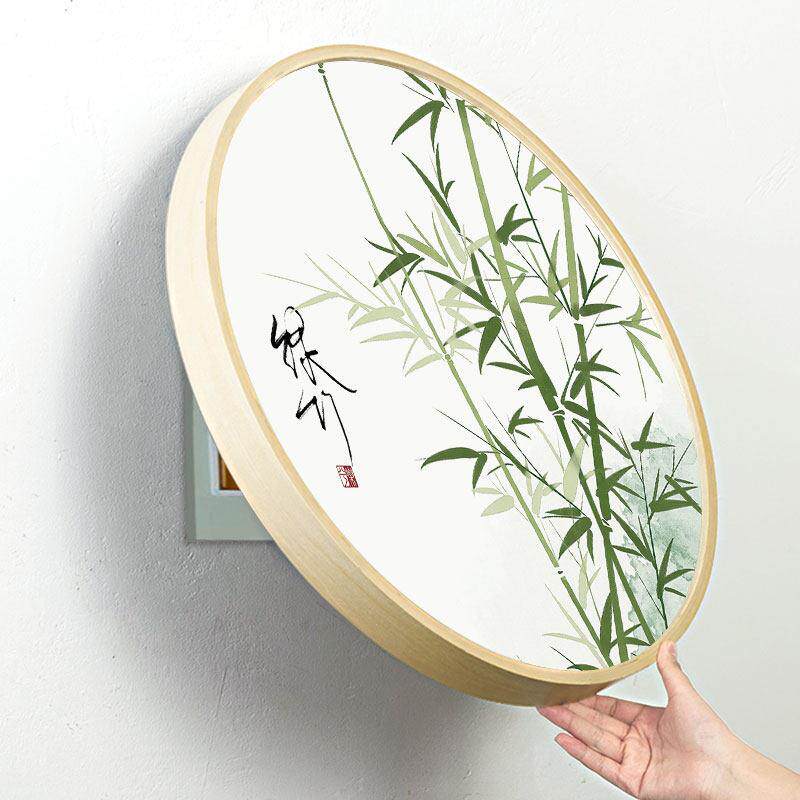 新中式圆形电表箱装饰画遮挡挂画配电箱电闸箱餐厅玄关背景墙壁画