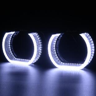 幻彩日行灯大灯改装 白黄光 3寸U型LED天使眼白光 三为车灯SANVI