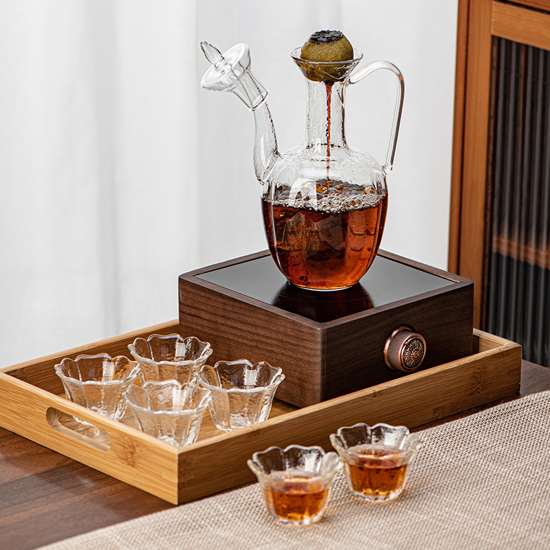 新中式玻璃小茶杯套装6只家用待客高档泡功夫茶具古风品茗喝茶杯