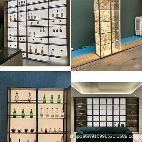 工厂不锈钢发光背板柜钢板柜发光展示柜背光柜金属开放格书柜酒柜