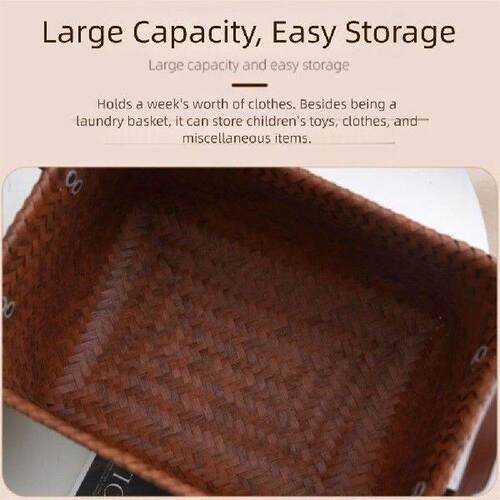 Portable Square Laundry Basket Brown 38cm Dirty Clothes
