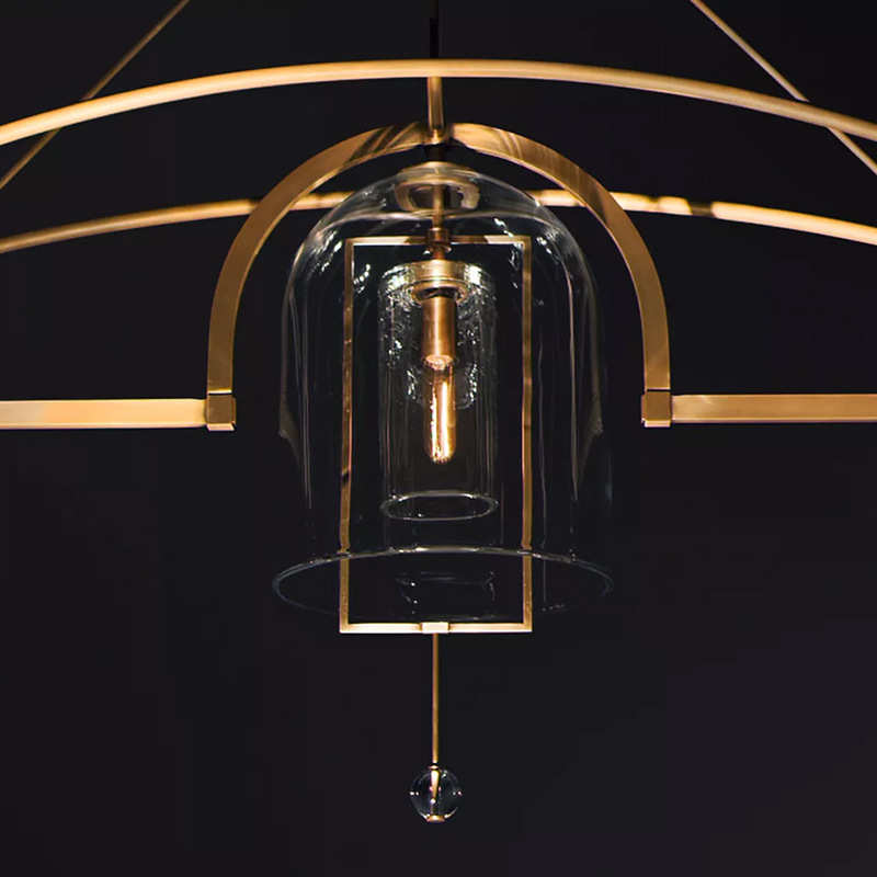 定制RH北美简约全铜美式吊灯 港风餐厅吧台走廊现代轻奢玻璃灯具