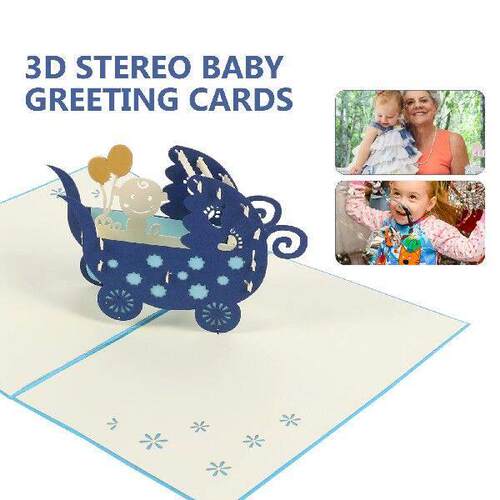 3 D Stroller Baby Carriage Greeting Card Wagon Paper Cards