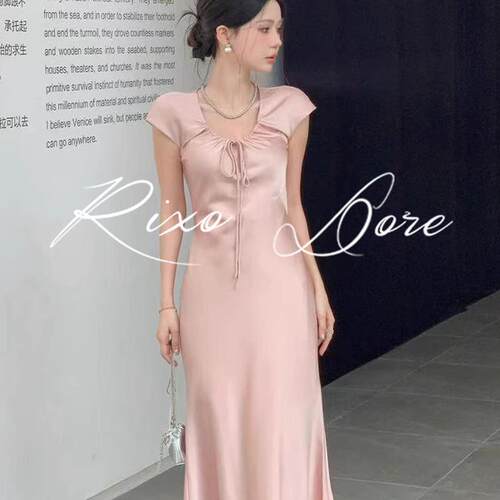 RIXO DORE法式高级轻奢感设计洋装女设计感气质收腰鱼尾长裙子