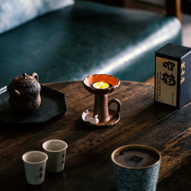 日式手工粗陶烛台陶瓷做旧复古油灯禅意家居装饰摆件岩泥烛台底座,餐饮具,茶具礼盒,淘宝优惠券,粉丝福利购,淘宝优惠卷