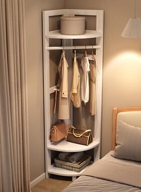 7K全实木衣帽架落地多层墙角挂衣架床边收纳架客厅三角简易置物架