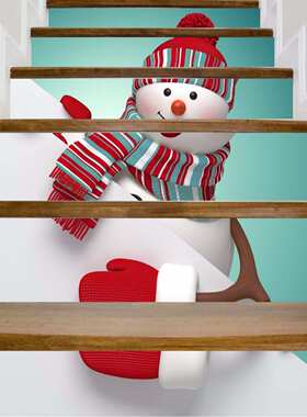 圣诞节新款居家装饰3D楼梯贴纸自粘高清台阶地贴可移墙贴LT101