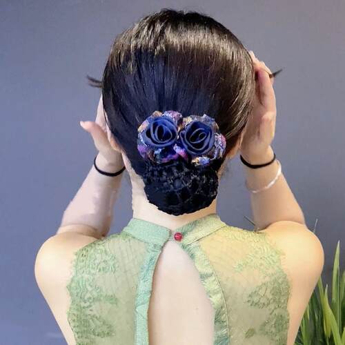 韩式头花2024年新款头饰高端职业发夹网兜丸子头发网女盘头发神器