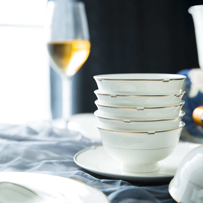 批发景德镇陶瓷餐具家用碗盘组合现代家用简约碗碟盘筷子礼品套装