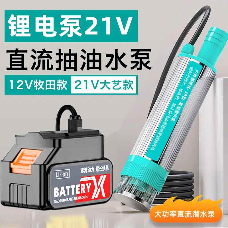 抽油泵21v锂电池电动抽油泵24v直流潜水泵自吸抽水泵抽油子抽油器