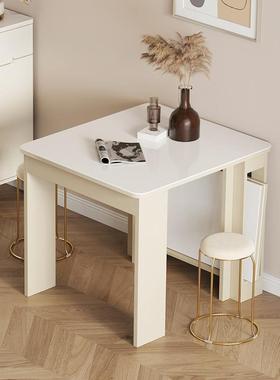 奶油风小实折叠餐桌可伸缩家用饭桌户餐椅组型合长方木形20T08425