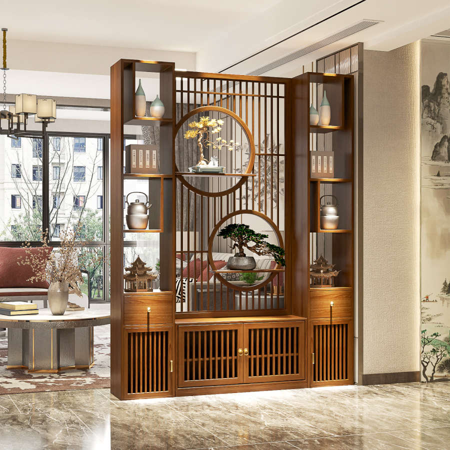 屏风柜子隔断客厅实木入户玄关柜简约现代茶室办公室别墅进门遮挡