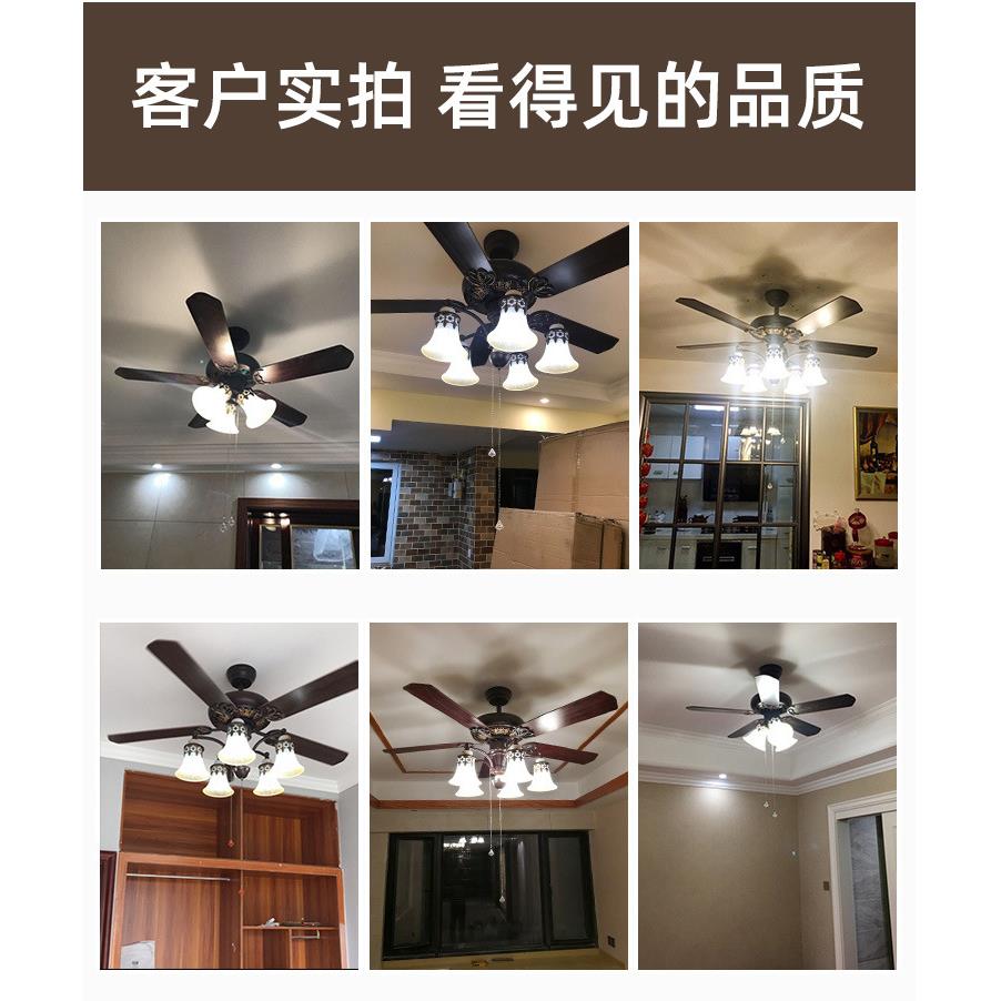 美HPH-DF吊式风扇灯客厅木叶带风扇厅扇的吊灯卧室家用简约欧式大