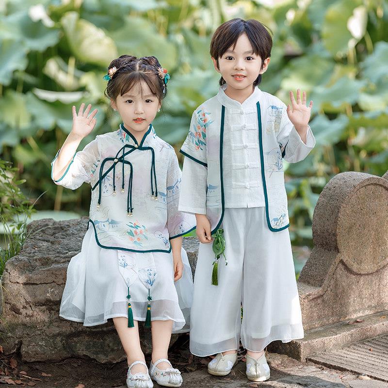 儿童汉服男童唐装中国风女童国学民族新中式幼儿园中秋表演出服装