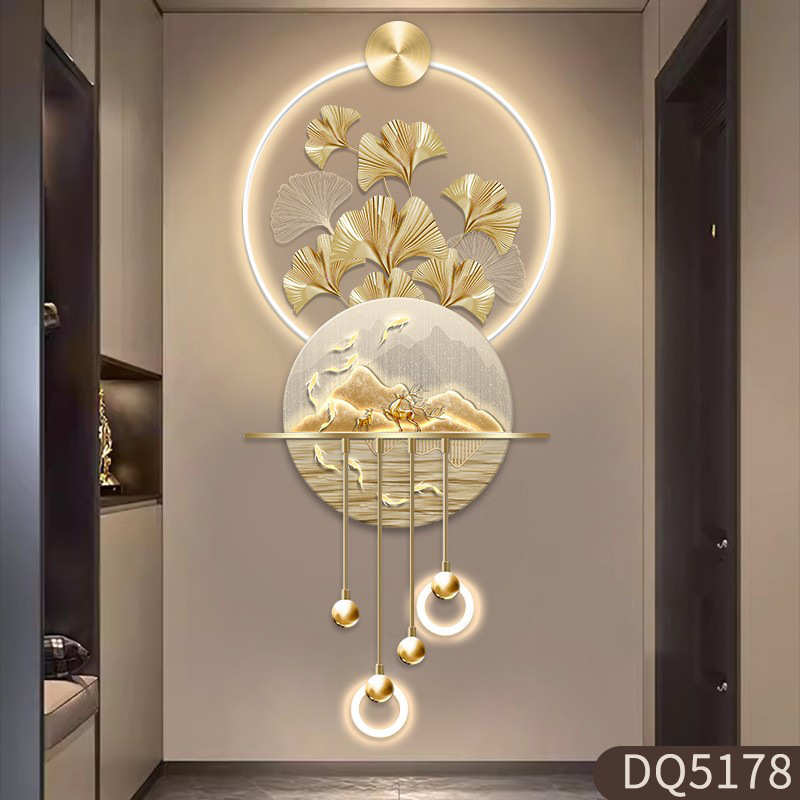 九鱼图玄关装饰画高档立体LED壁灯电视背景墙壁挂画入户走廊挂画图片