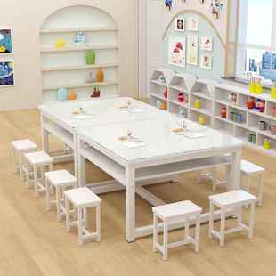 小学生幼儿园玻璃绘画桌美术桌辅导补习培训班课桌椅书法画室桌子