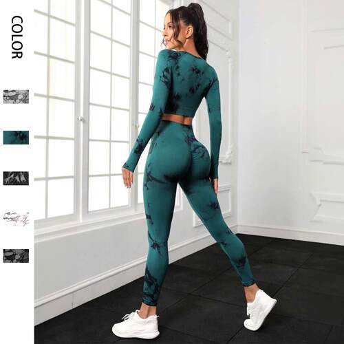 Fitness Exercise Long Sleeve High Waist Tight Pants Yoga