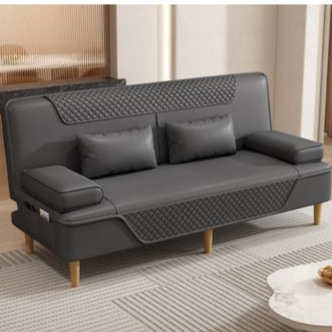 客厅小户型新款可折叠出租屋可拆洗懒人简约沙发床两用北欧皮沙发