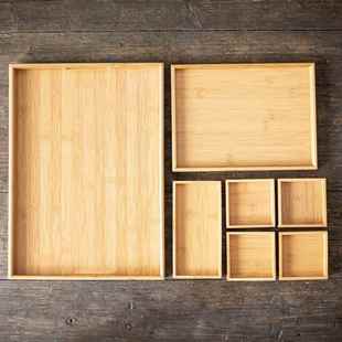 日式干创泡盘套装家用JNN茶店意竹制托盘茶奉分格瓜果盘酒茶点盘