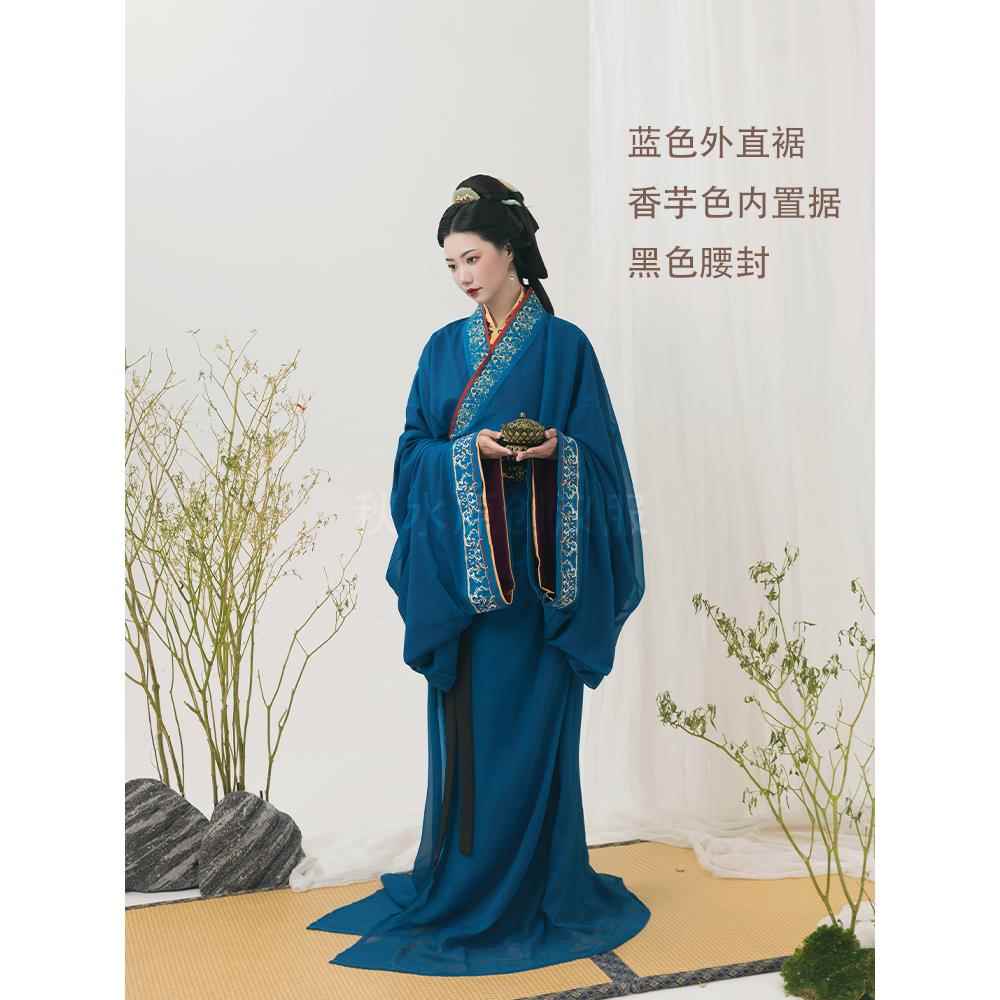 高档秋水原创马山楚国墓原款汉战袍直裾汉服秦女拖尾大放复量