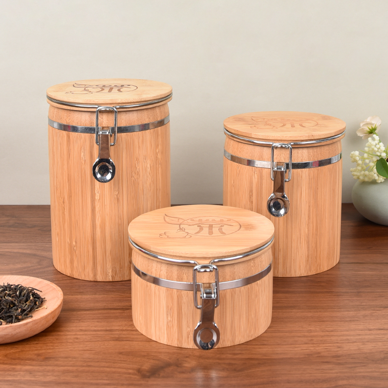 创意楠竹茶叶罐大号红茶绿茶铁观音储物罐小号密封罐茶叶桶收纳盒
