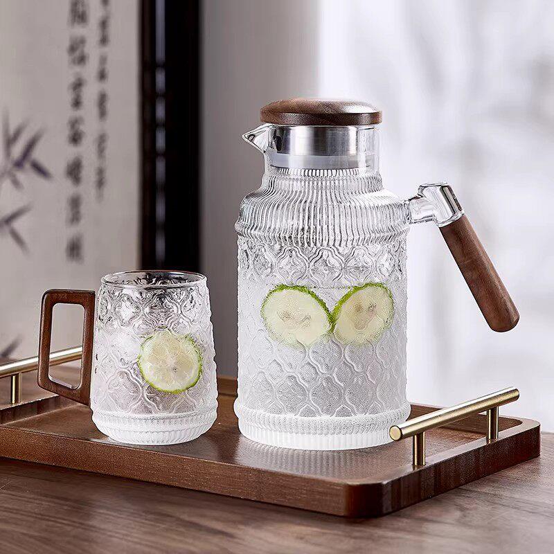 德国玻璃冷水壶家用耐高温大容量泡茶壶杯具套装透明凉水壶茶具