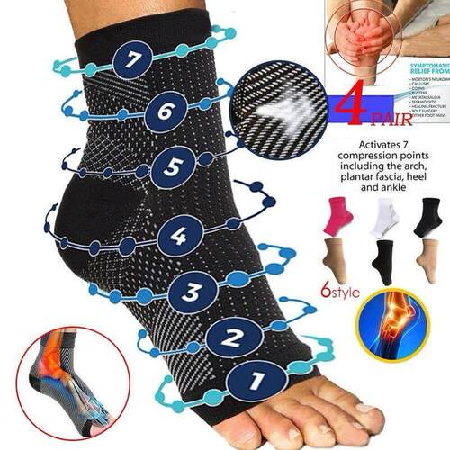1Pair Foot Anti-Fatigue Compression Socks Ankle Support
