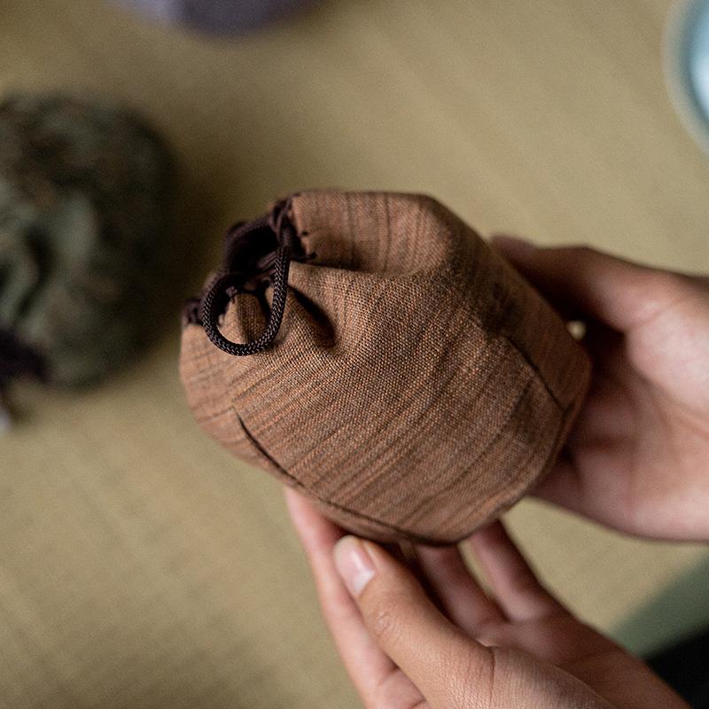 慢蓝 绢纺提花香云纱仕覆袋 茶杯袋 有品质有调性的主人杯袋图片