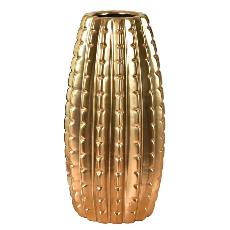 陶瓷创意金色样板房摆件电镀现代简约装色软欧式花瓶ins黑白家居