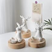 跨境卡通鹿陶瓷香薫烛台杯工艺品家居摆件餐厅婚礼气氛节日礼物