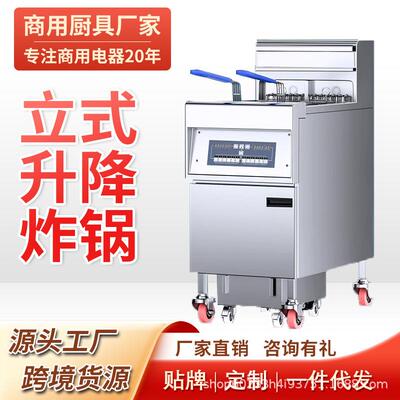 全自动升降立式电热炸炉薯条商用天燃气煤气电炸锅带滤油车油炸机