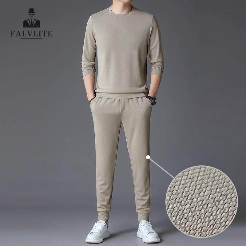 FALVLITE2025年春秋长袖Polo衫两件套男士搭配时尚男休闲运动套装