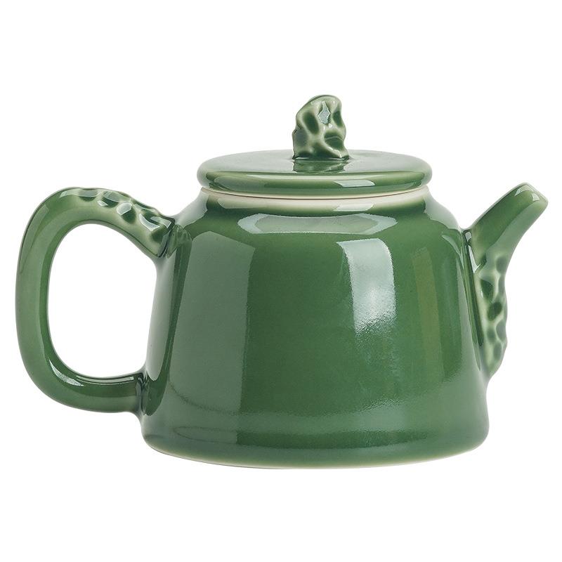 青璃釉枯石茶壶日式越窑青瓷小单壶功夫茶具家用泡茶器手执壶图片