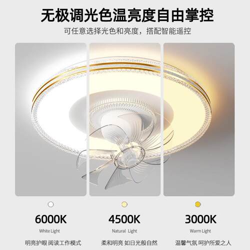 卧室风扇灯360度摇头新款静音现代吸顶简约客厅卧室儿童房电风扇