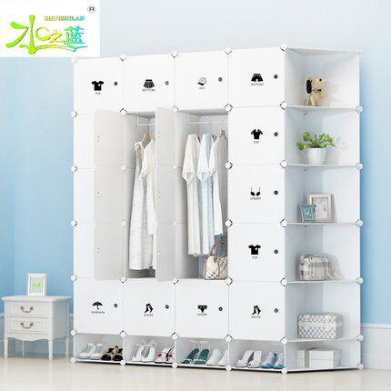 衣柜简易组装塑料儿童组合塑料收纳布艺简易布衣柜子现代简约成人
